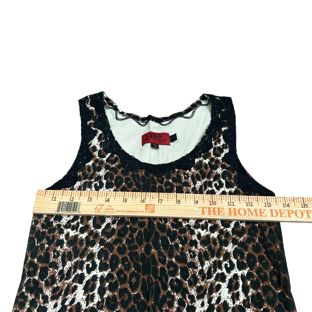 Tripp NYC Leopard Print Tank Top Lace Trim Large Grunge Rock Punk Rave Cyber 90s - Picture 4 of 6